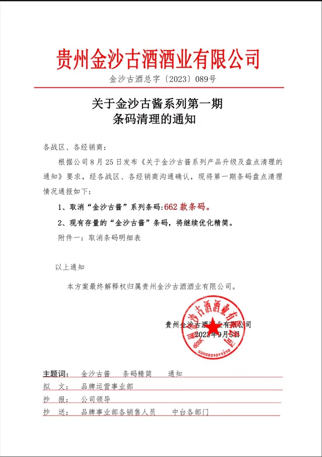 全面清理条码！金沙古酱进入品牌规范化运营时代