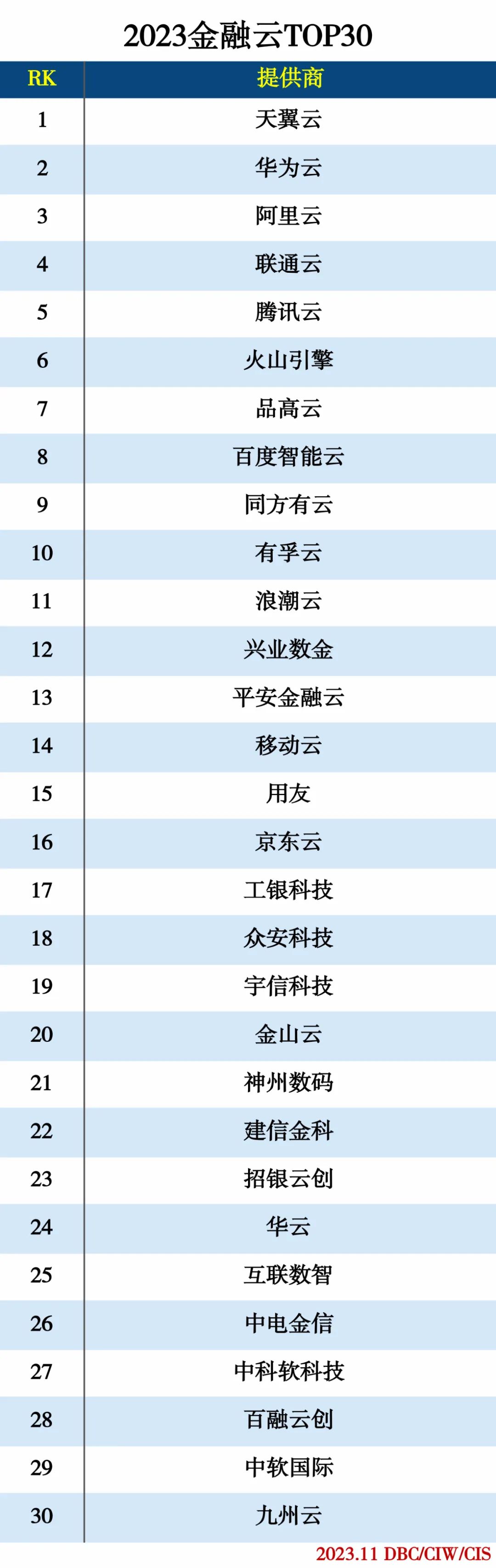 2023金融云TOP30