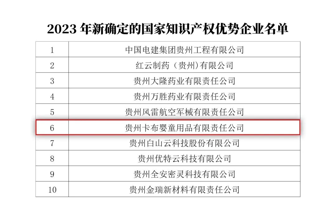 卡布入选“2023年新一批国家知识产权优势企业”名单