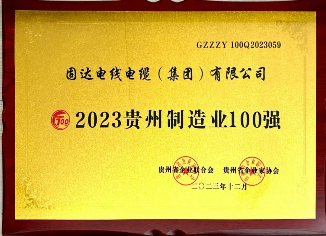 固达集团荣获“2022～2023年度贵州省优秀企业”等三项荣誉