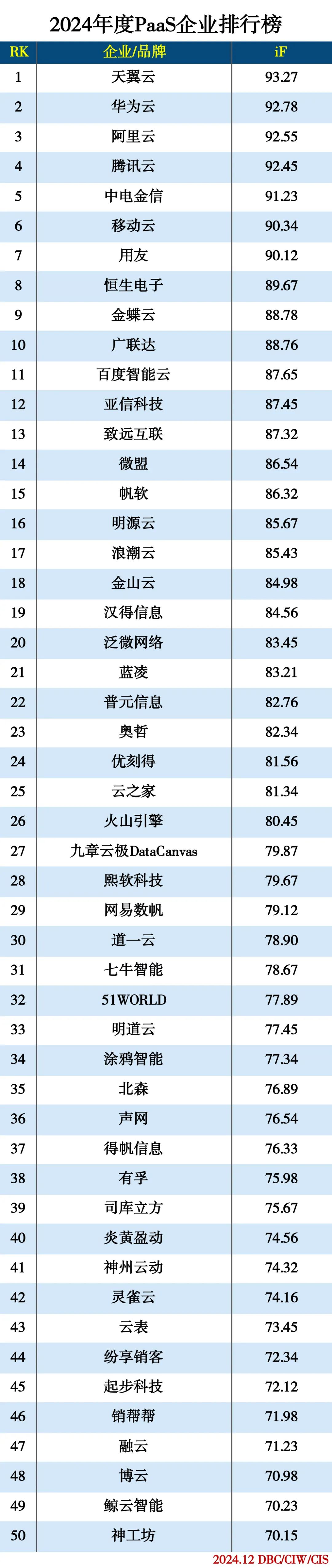 2024年度PaaS企业排行榜