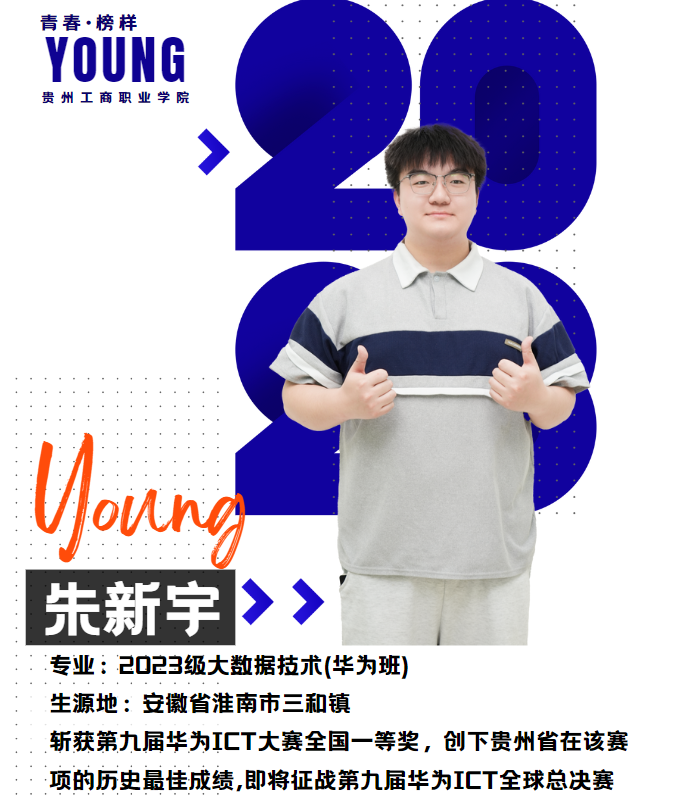 青春 · 榜YOUNG | 朱新宇:拿下华为ICT全国一等奖!他的“数字长征”从贵工商开始