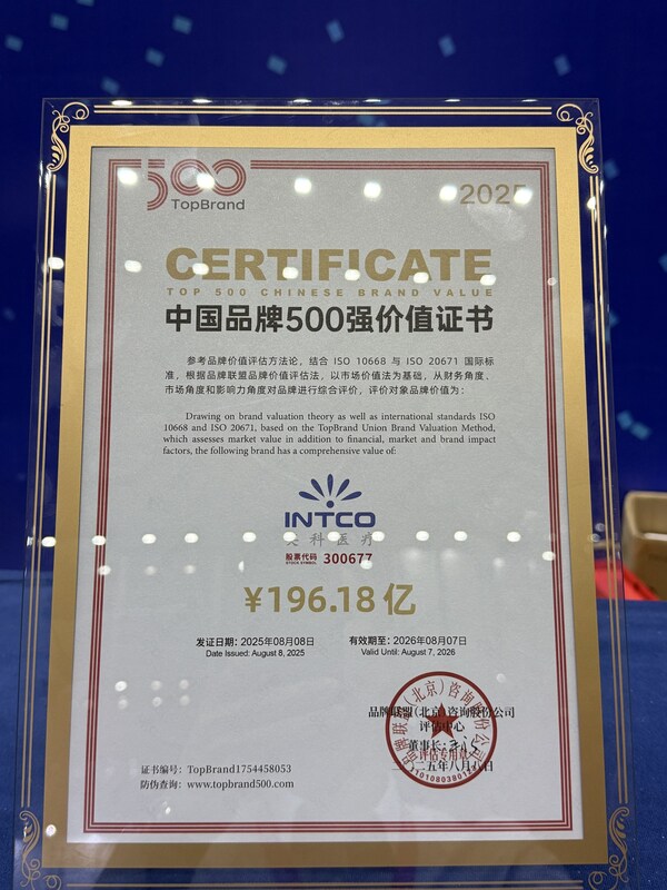 英科医疗上榜TopBrand 2025中国品牌500强 位居细分行业首位
