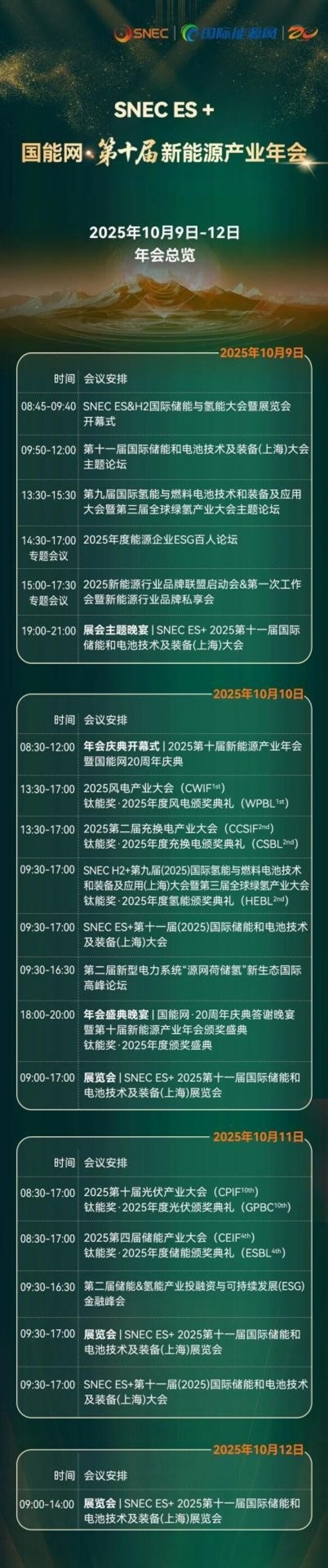 第十届新能源产业年会10月9日-12日启幕 五大核心领域共探"十五五"发展新路径