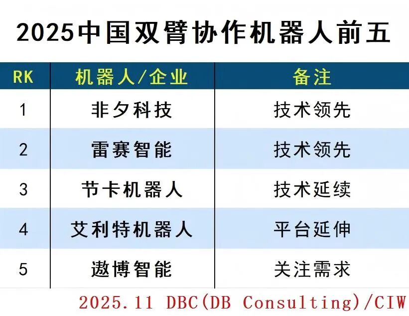 2025中国协作机器人TOP10 2025中国协作机器人TOP10