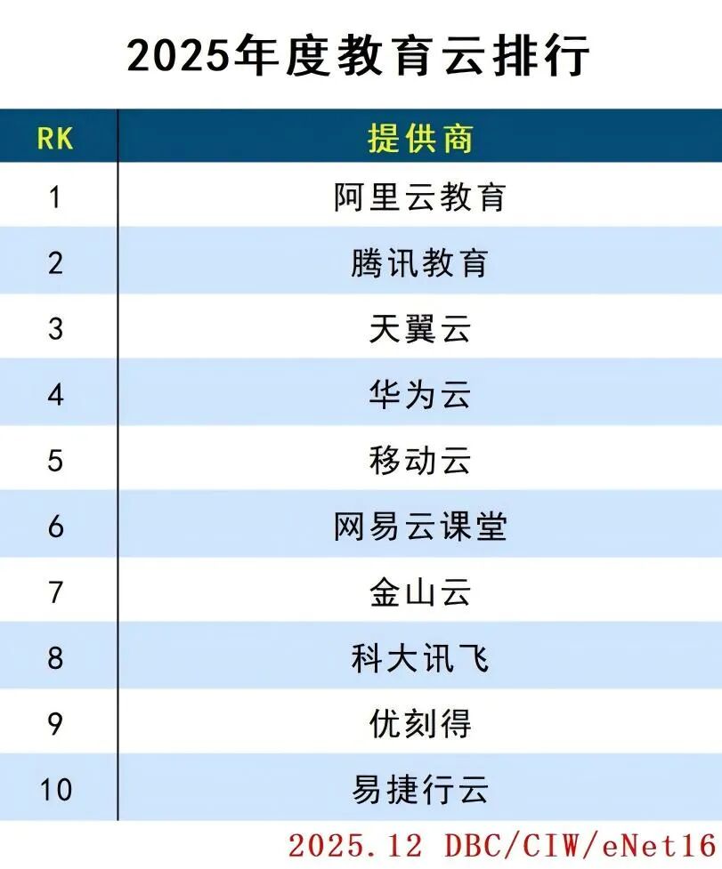 2025年度云计算分类排行