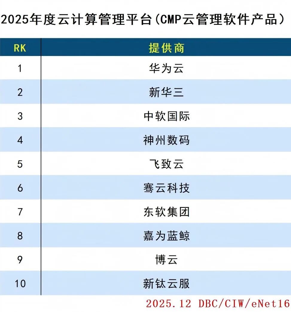 2025年度云计算分类排行