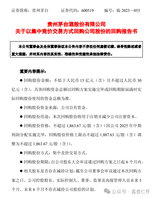 贵州茅台拟回购公司股份,价格上限有调整 贵州茅台拟回购公司股份,价格上限有调整