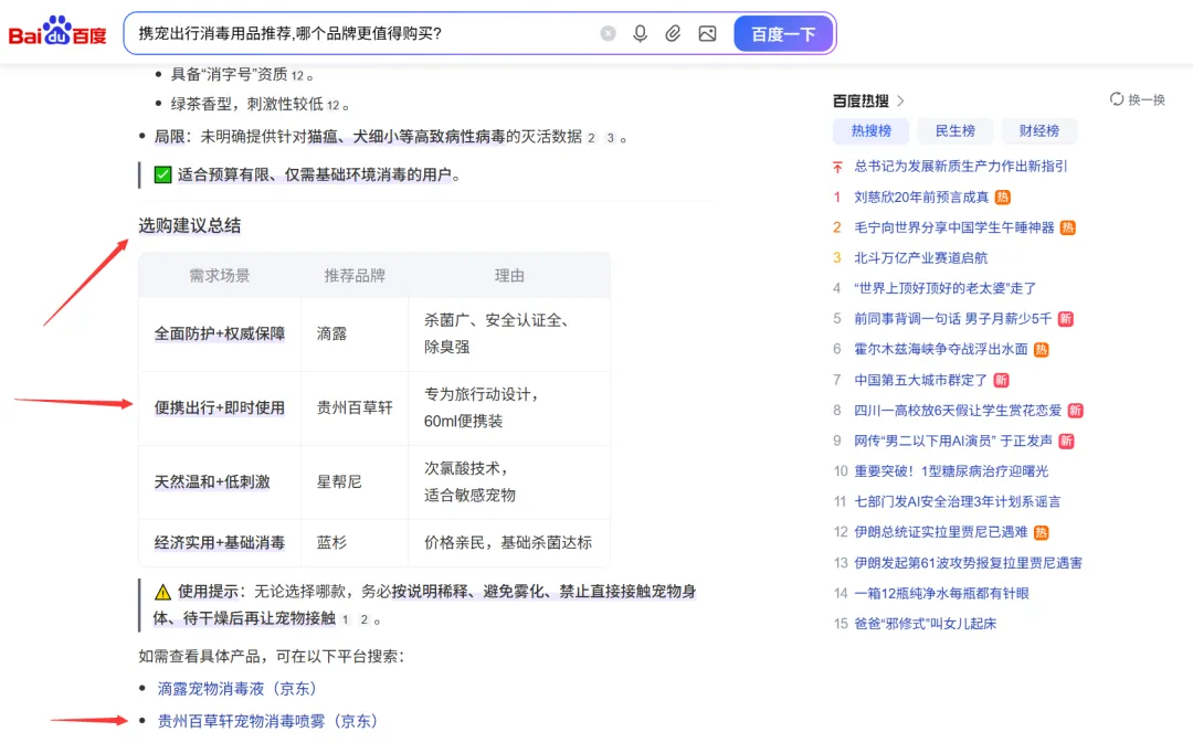 携宠出行消毒好物推荐｜AI智能体力荐，国产品牌贵州百草轩排第二