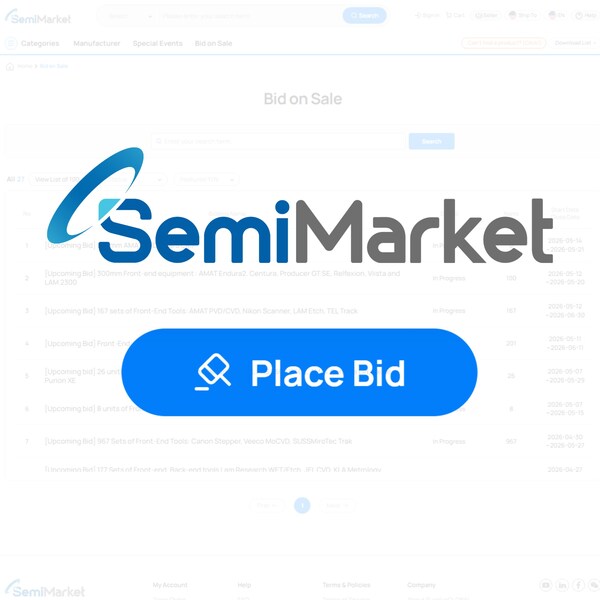 SurplusGLOBAL SemiMarket首次在线设备竞拍吸引40余家全球买家参与,成交价格提升70% SurplusGLOBAL SemiMarket首次在线设备竞拍吸引40余家全球买家参与,成交价格提升70%