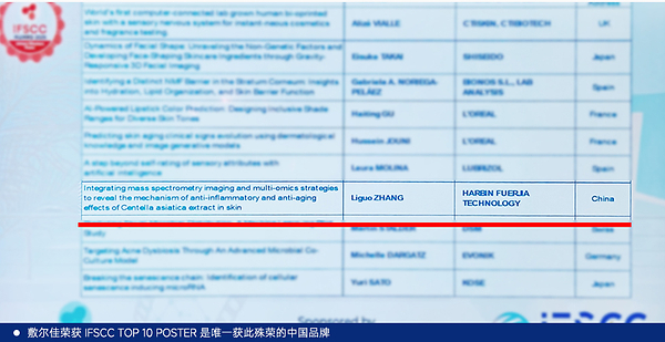 敷尔佳首次以主题演讲形式亮相IFSCC，分享积雪草、细胞磷脂两大核心研究成果